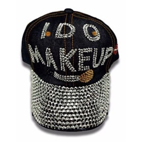 I Do Makeup Bling Denim Cap - Picture 1 of 2